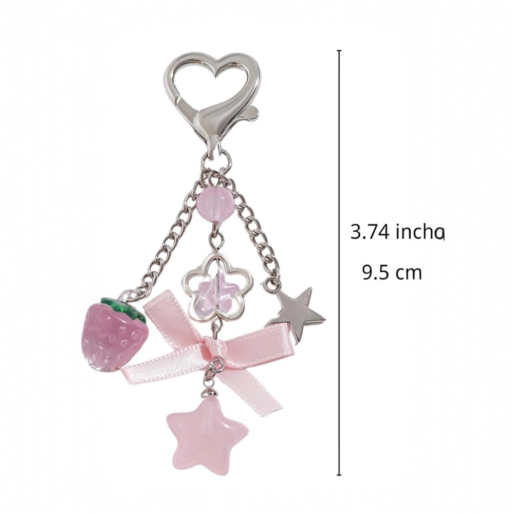 Kawaii Pink and Silver Charm Keychain / Bag Charm